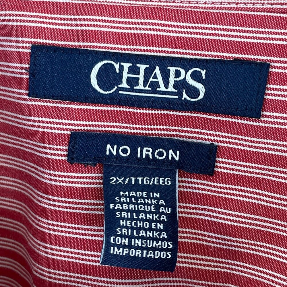 Chaps Womens Plus 2X No Iron Button Up Blouse‎ Navy Pink Paisley Long Sleeve Top - Picture 3 of 8